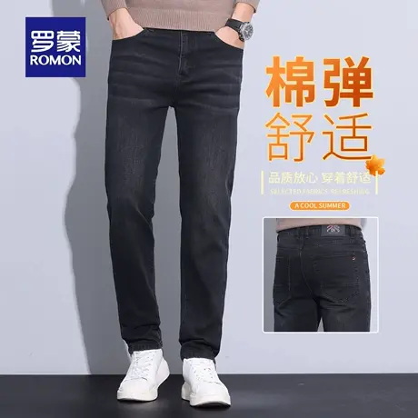 罗蒙牛仔裤男2025新款秋冬款宽松直筒休闲裤水洗耐磨保暖长裤N1Z图片