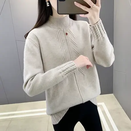 半高领毛衣套头打底衫女秋装2023年新款内搭爆款百搭洋气针织衫女商品大图