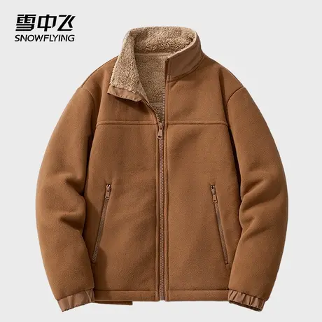 雪中飞摇粒绒夹克男士秋冬季2024新款时尚百搭加厚保暖抓绒衣外套图片