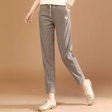 韩潮袭人松紧腰拼接加绒运动裤女2023冬季新款百搭显瘦束脚休闲裤图片