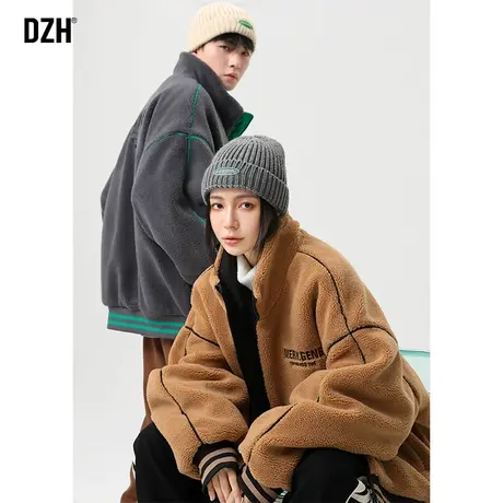 情侣立领羊羔绒棉服男韩版潮流冬季加厚棉衣外套2023年新款情侣装商品大图