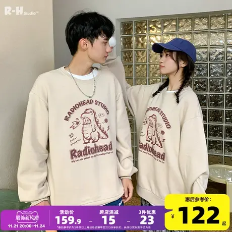 Radiohead小恐龙卫衣圆领宽松时尚百搭21秋季新款情侣装潮牌上衣商品大图