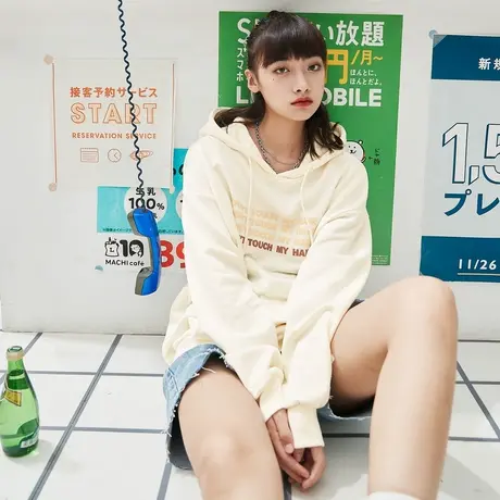 唐狮女款卫衣春秋季连帽宽松oversize圆领上衣ins潮美式外套流行商品大图