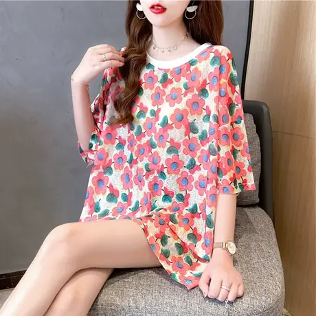 设计感小众短袖t恤女夏季韩版宽松大码女装中长款下衣消失上衣服图片