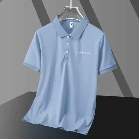 男士短袖polo衫保罗翻领t恤夏季薄款冰丝冰感有领上衣服带领体恤商品大图