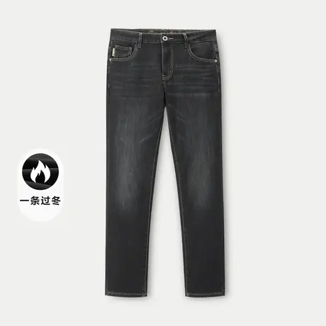 HLA/海澜之家一条过冬牛仔裤秋冬季新款暖绒保暖加厚五袋款裤子男商品大图