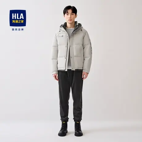 HLA/海澜之家2023连帽抽绳羽绒服立体压胶鸭绒保暖外套男图片