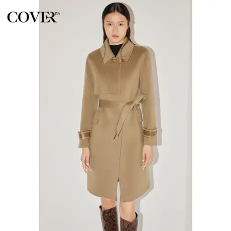 COVER冬季骆驼绒双面呢美拉德毛呢外套图片
