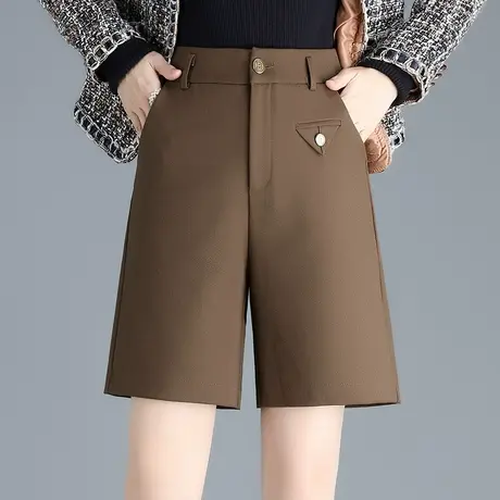 时尚短裤阔腿裤女春秋2025新款高腰通勤直筒五分裤显瘦休闲裤中裤商品大图