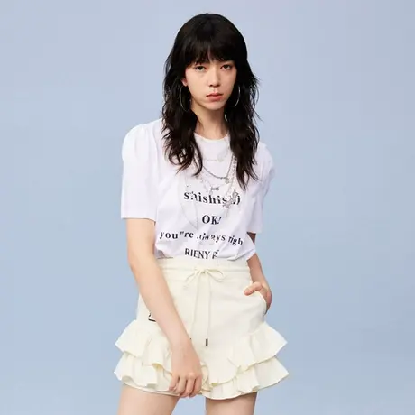 RIENYRE短袖t恤女2023夏季新款冷淡系高级感上衣时尚高级打底衫图片