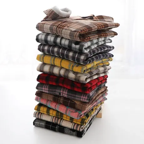 秋冬装新款长袖保暖加绒格子衬衫女宽松韩版复古加厚内搭打底衬衣图片