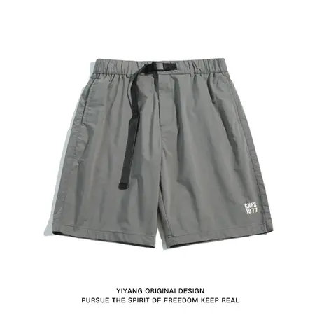 速干面料透气薄款短裤男宽松日系潮牌直筒工装裤灰色裤子夏天男款商品大图