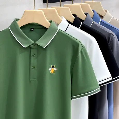 polo衫男短袖高端商务潮牌翻领夏季冰丝棉保罗小蜜蜂刺绣t恤男士商品大图