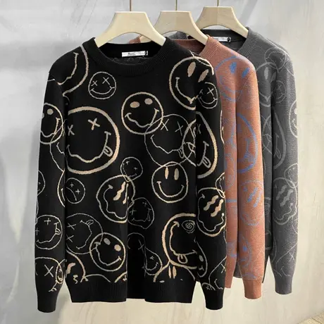 打底毛衣男宽松2023新款潮流休闲男装上衣圆领针织衫男外套春秋冬商品大图