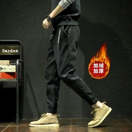 秋冬灯芯绒休闲裤男韩版修身ins工装裤男潮牌束脚潮流小脚男裤子商品大图
