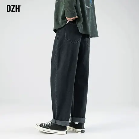 男士黑色牛仔裤男直筒春夏款2023新款日系ins潮牌高街哈伦长裤子商品大图