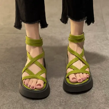 罗马凉鞋女厚底休闲百搭鞋子2024年春夏新款时尚百搭复古爆款女鞋图片