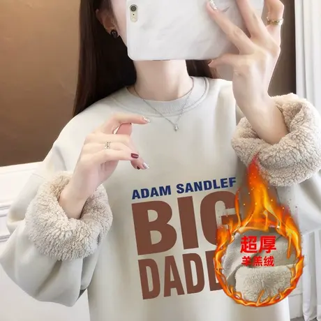 羊羔绒保暖卫衣女加厚oversize韩系ins潮慵懒风百搭卡通外套上衣商品大图