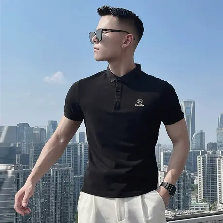 夏季休闲短袖t恤polo衫男韩版潮牌时尚潮流都市修身潮男半袖上衣商品大图