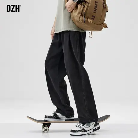 男士黑色牛仔裤男直筒宽松显瘦裤子春季休闲裤男款窄版直筒裤长裤商品大图