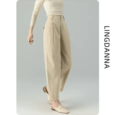 2025新款夏薄款直筒休闲裤女宽松小个子九分老爹哈伦裤气球云朵裤商品大图