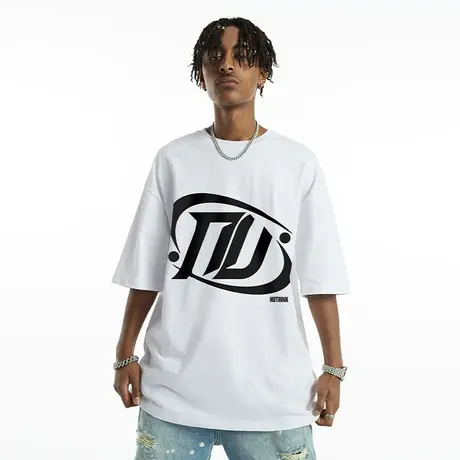 Nuthink美式潮流简约短袖夏季男款中性风潮牌宽松oversize情侣T恤商品大图