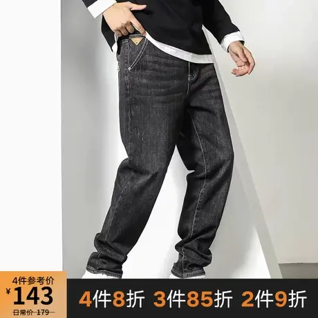 GxxH2022大码男装潮牌胖子宽松直筒休闲裤子加肥加大牛仔洗水长裤图片