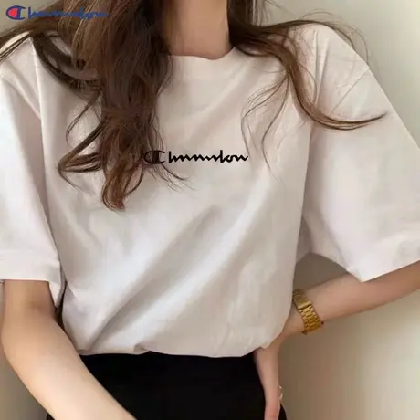 日版正品卖萌冠军logo印花2023夏季宽松短袖t恤潮牌纯色打底上衣图片