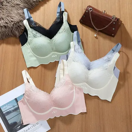 浪莎乳胶内衣女无钢圈聚拢显瘦收副乳舒适防震防下垂性感无痕文胸商品大图