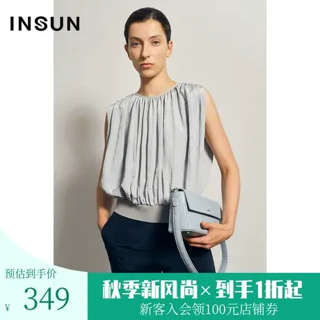 恩裳商场同款夏季时尚收腰下摆个性褶皱宽松舒适百搭上衣女装商品大图