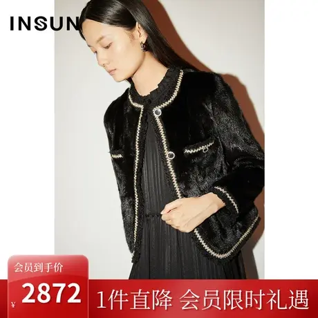 恩裳COVER2022冬季时尚精致圆领奢华水貂整貂皮草小香风外套商品大图