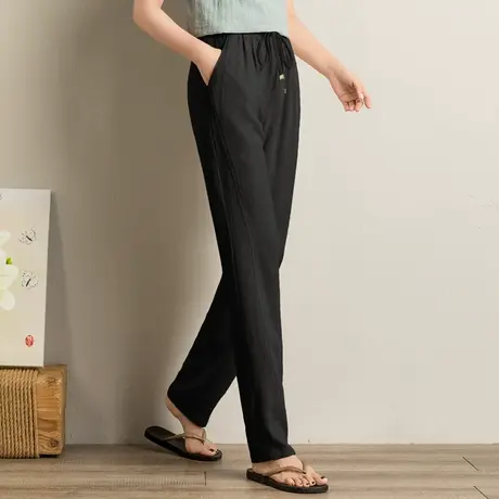 棉麻裤女夏2023新款宽松亚麻女裤休闲大码裤子哈伦裤夏季薄款长裤图片