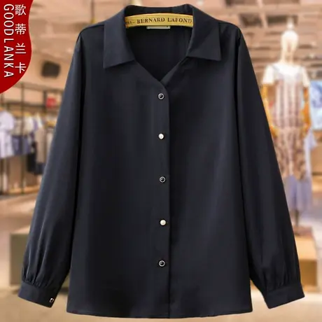 加大码妈妈春装衬衣200斤宽松上衣时尚百搭中年女士长袖雪纺衬衫图片