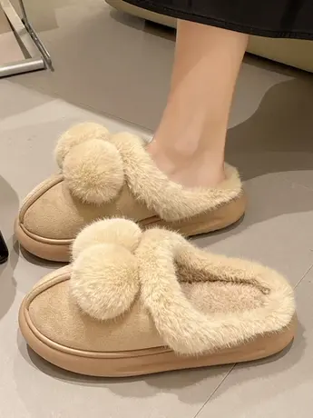 网红复古包头拖鞋女外穿2023年秋冬新款室内家居棉拖加绒保暖棉拖商品大图