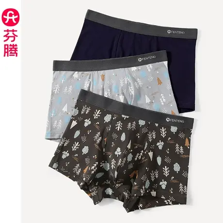芬腾男士内裤夏季纯棉薄款透气平角裤男款青年运动四角短裤头裤衩图片
