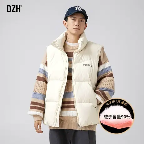 DZH男生立领羽绒马甲男情侣外穿无袖坎肩羽绒外套印花面包服冬装图片