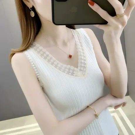 蕾丝美背小吊带背心女内搭春夏新款外穿打底衫辣妹针织上衣设计感图片