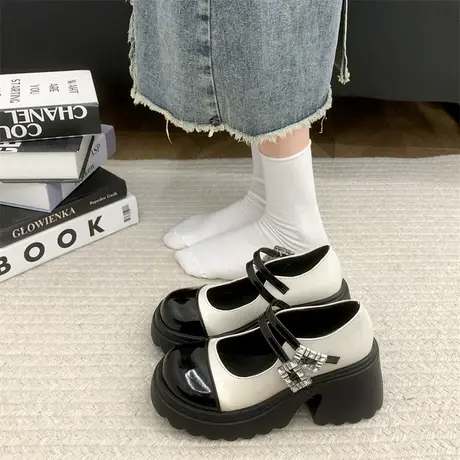 玛丽珍小皮鞋女厚底增高2024年春夏季新款复古百搭配裙子粗跟单鞋商品大图