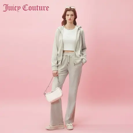 Juicy Couture橘滋2024早春日穿搭新款重工刺绣烫钻天鹅绒休闲裤商品大图