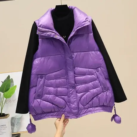 秋冬宽松马甲2023新款羽绒棉时尚卡通图案背心保暖外套马夹女坎肩商品大图