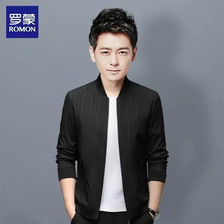 罗蒙中年男士休闲夹克衫2023春秋季新款商务百搭修身棒球领外套男图片