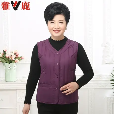 雅鹿新款中老年女士羽绒服马甲背心马夹妈妈装冬季轻薄羽绒内胆商品大图
