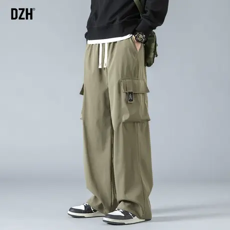 男士军绿色工装裤子宽松直筒休闲裤男款直筒裤男秋季2023新款长裤商品大图