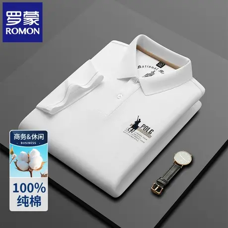 罗蒙纯棉男士POLO衫短袖T恤夏季薄款时尚潮流刺绣翻领半袖上衣N2Z图片
