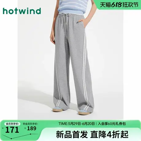 热风2025年夏季新款女士拼花边直筒裤商品大图