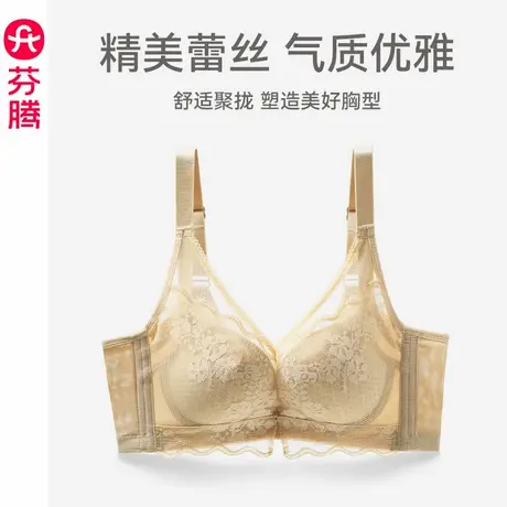 芬腾内衣女上托防下垂舒适聚拢文胸女款蕾丝性感无钢圈收副乳胸罩图片
