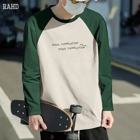 Radiohead长袖t恤男宽松插肩袖打底衫23秋季新款学院风休闲上衣潮图片