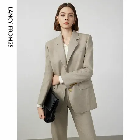 朗姿羊毛职业通勤西装上衣正装2024年春季新款高级感修身西服外套图片