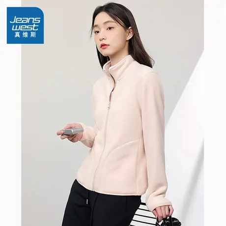 KHV真维斯摇粒绒外套女冲锋衣内胆春秋冬季修身抓绒衣羊羔绒卫衣图片