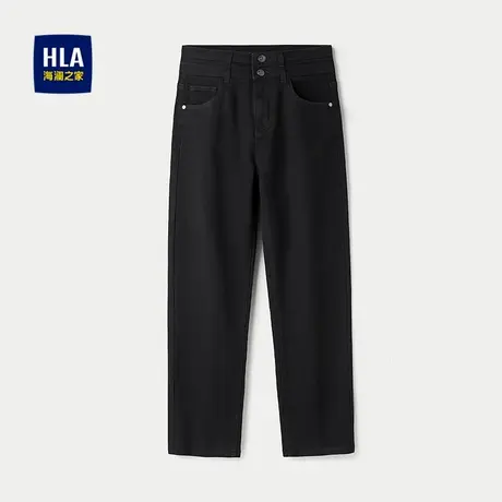 HLA/海澜之家宽松牛仔裤25春秋新款五袋款双排扣时尚高腰裤子女装商品大图